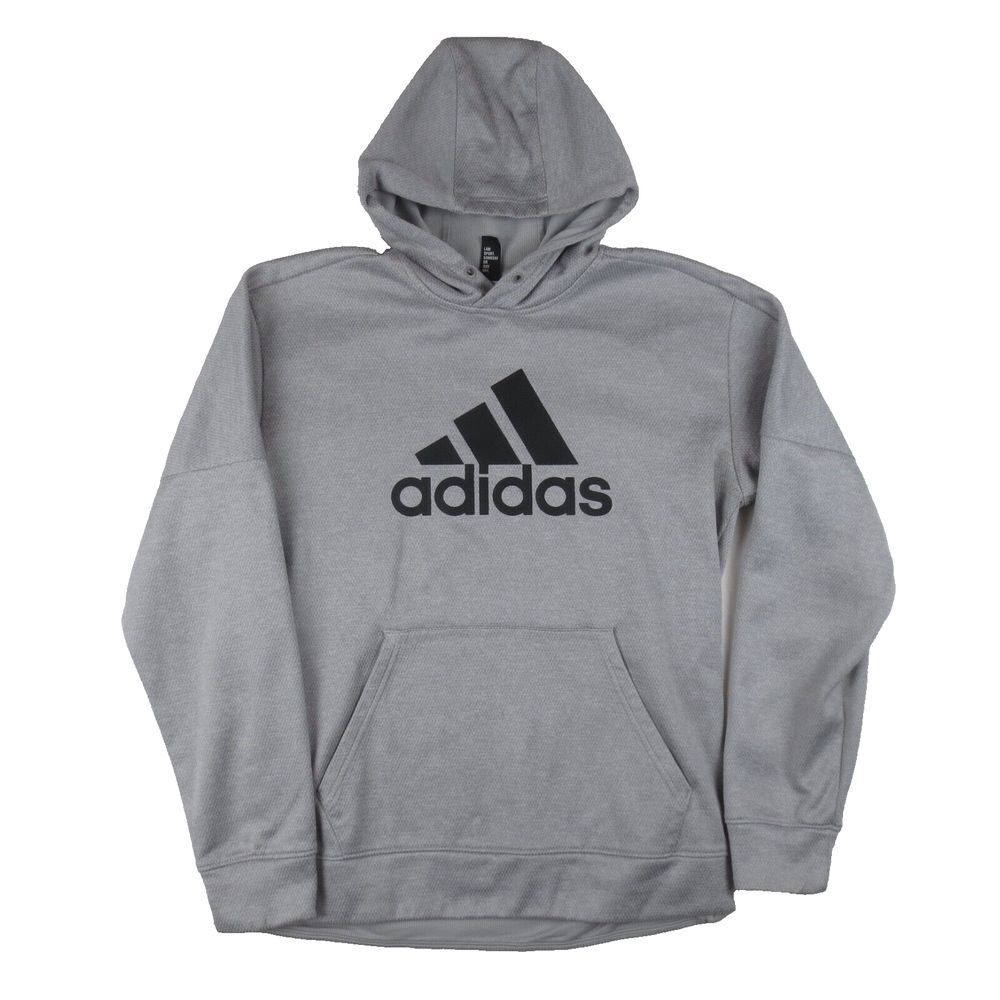 Adidas Climawarm Hoodie Mens Medium Gray Long‎ Sleeve Pullover Logo Athleisure